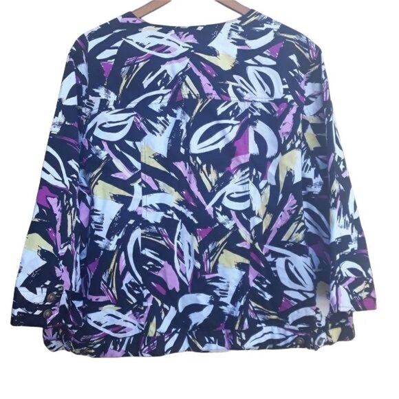Vintage 80's Deadstock Button Down Loud Abstract Brushstroke Print Jacket Sz 3X - Picture 2 of 8